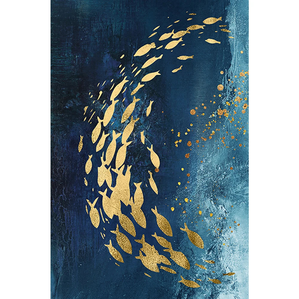 Blue Gold Fish Canvas