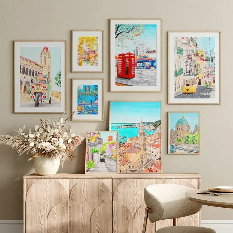 London Karachi Cityscape Art