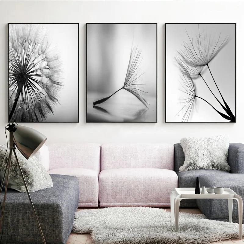 Black White Dandelion Art