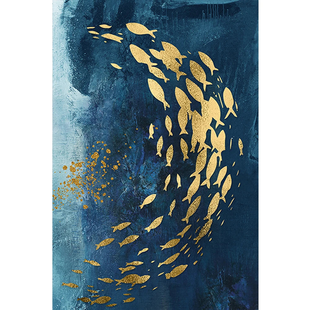 Blue Gold Fish Canvas