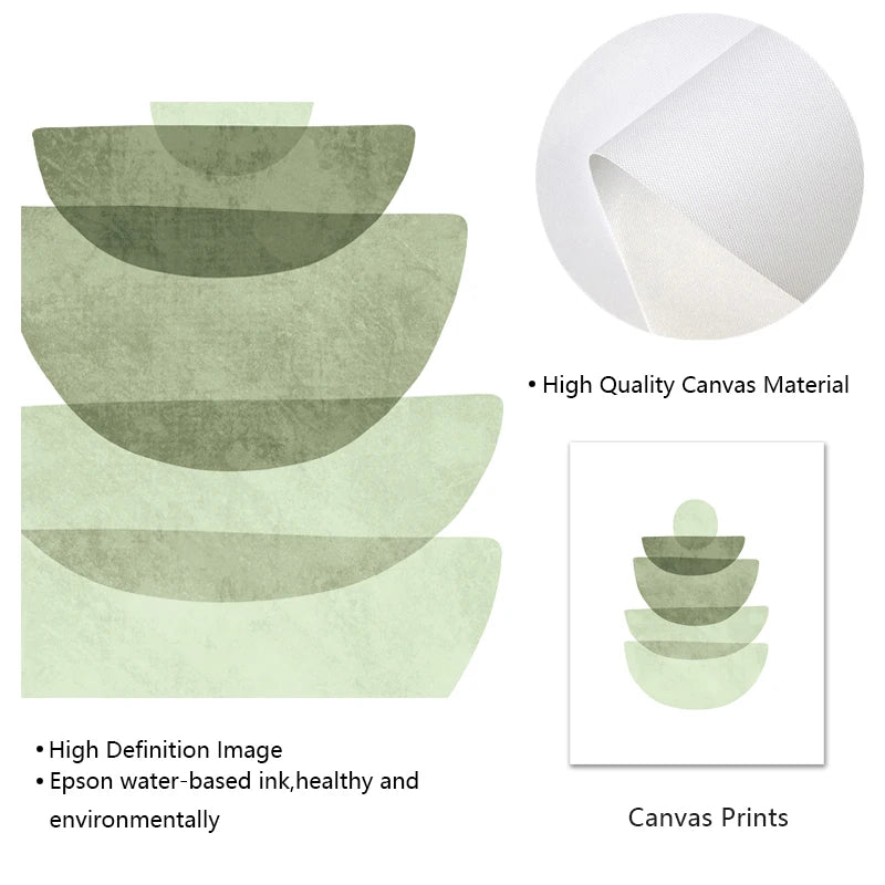 Green Geometric Canvas Art